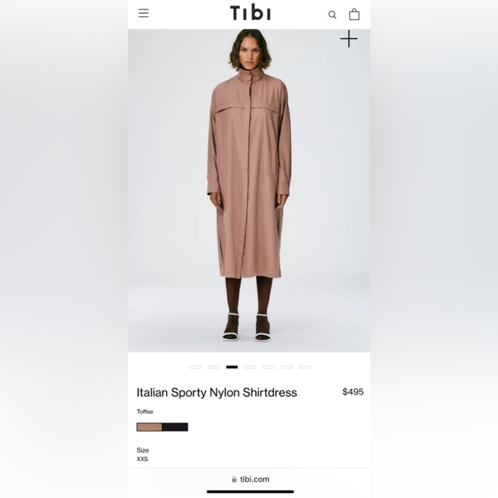 Tibi Italian Sporty Nylon Shirtdress